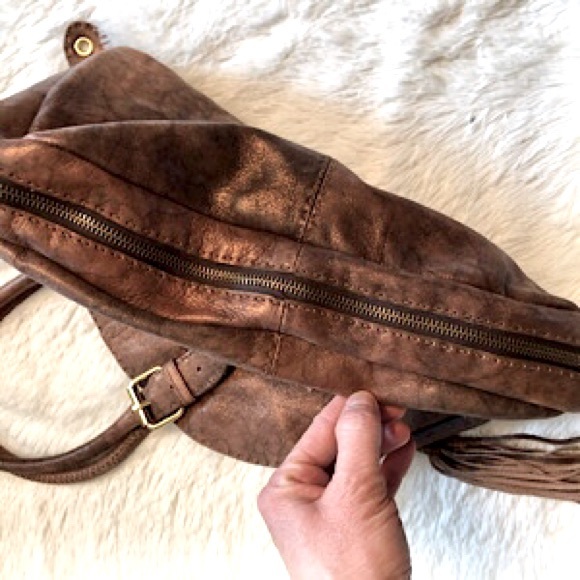 “NEW” Carla Mancini Bronze Shimmer Fold-over Bag - Picture 7 of 13